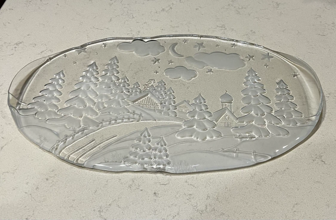 Vintage Winter Scene Glass Serving Platter - photo 2
