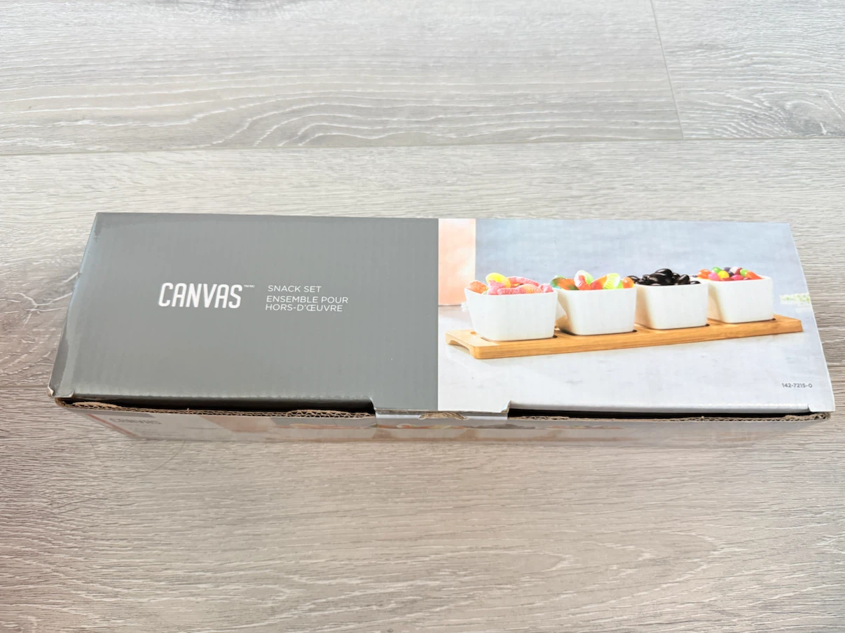 CANVAS Snack Set (4 condiment, chip and dip bowls with tray)