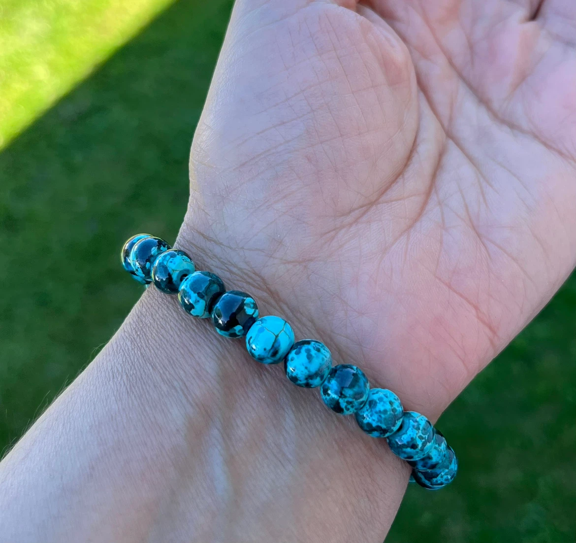 Turquoise Stone Beaded Stretch Bracelet