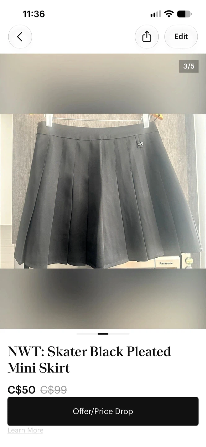 NWT Black Pleated Mini Skirt - photo 2