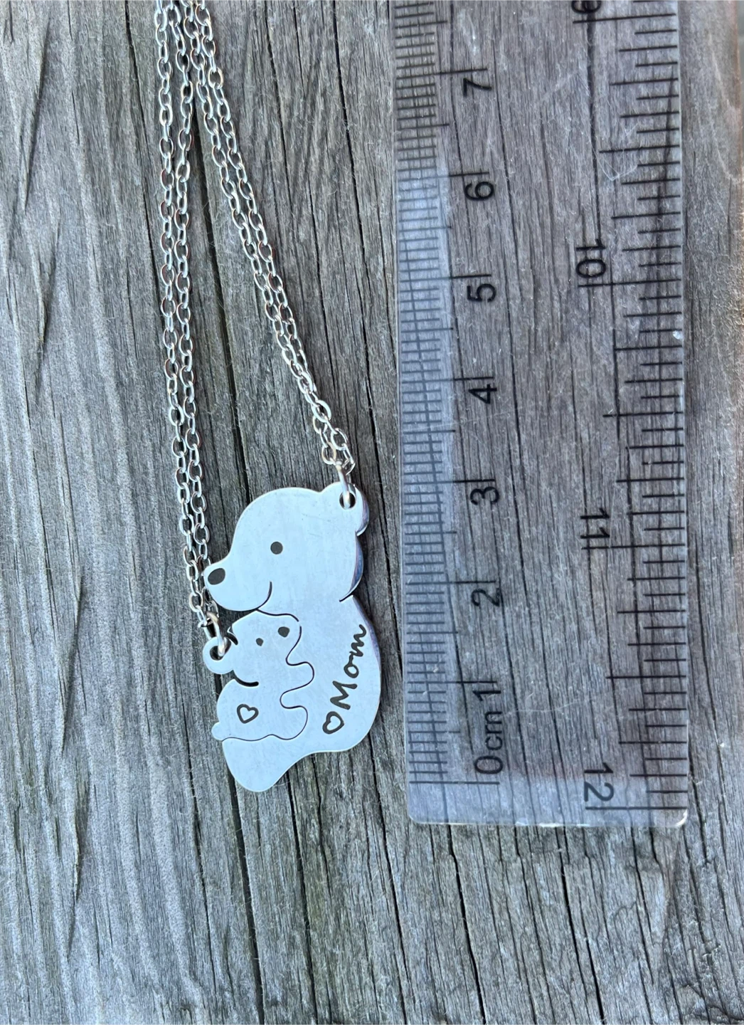 Mom and Child Bear Puzzle Necklace
