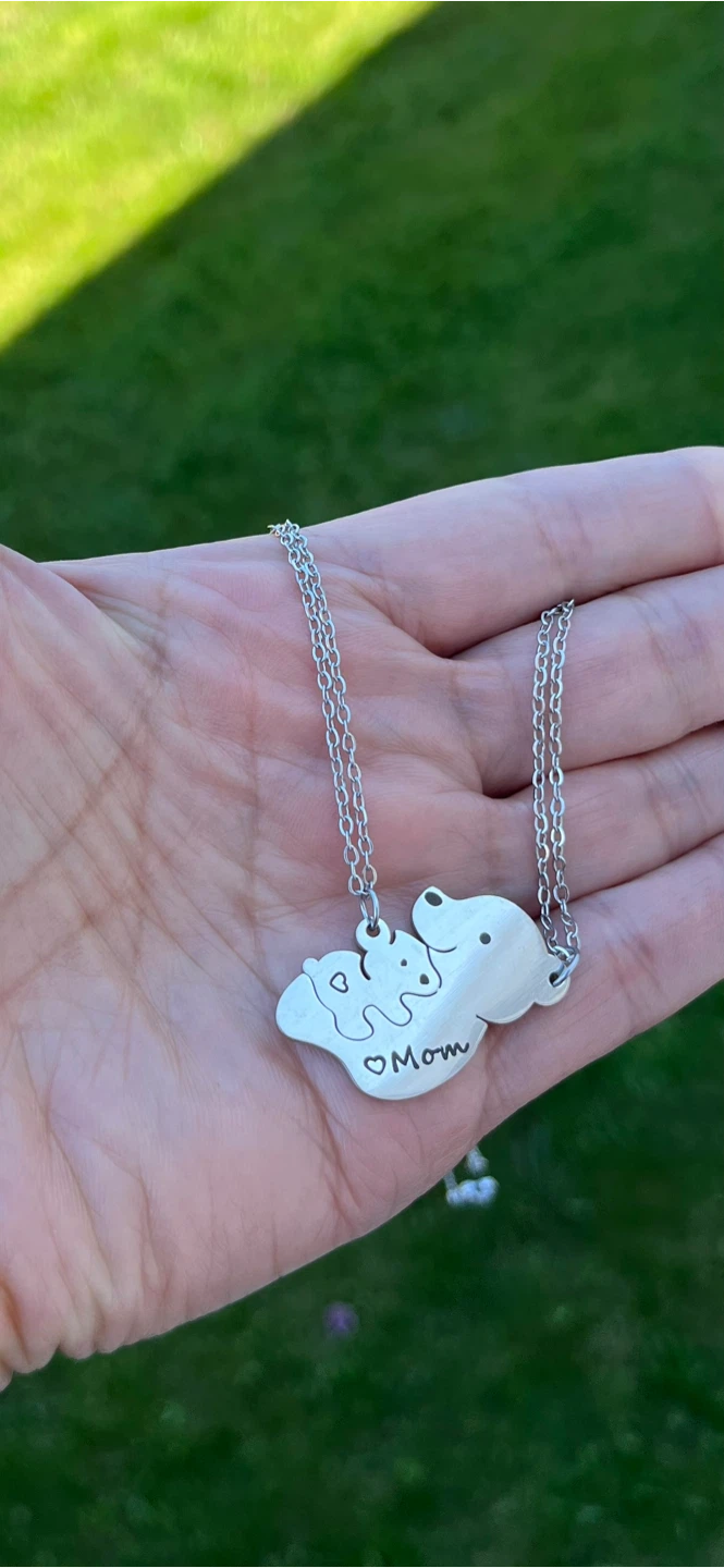 Mom and Child Bear Puzzle Necklace - photo 3