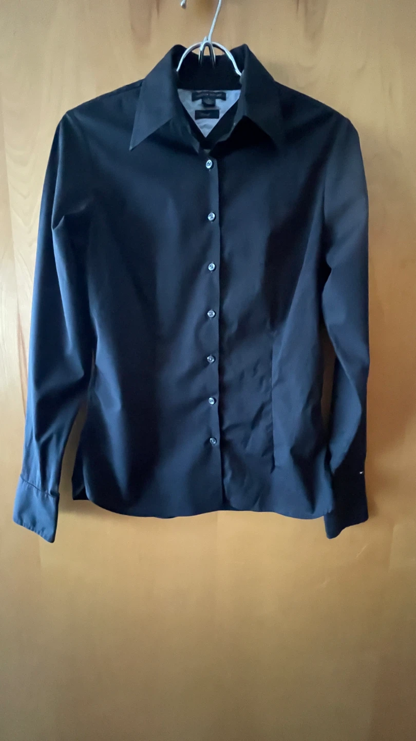 Tommy Hilfiger Black Stretch Button-Down Shirt Size 6