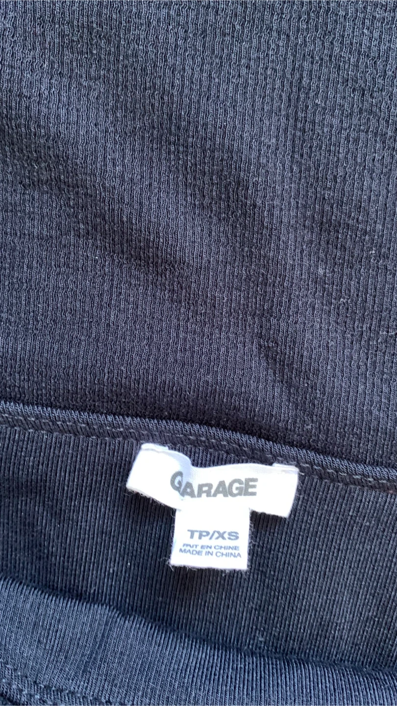 Garage Off-the-Shoulder Navy Blue Long Sleeve Crop Top ~ Size XS - photo 3