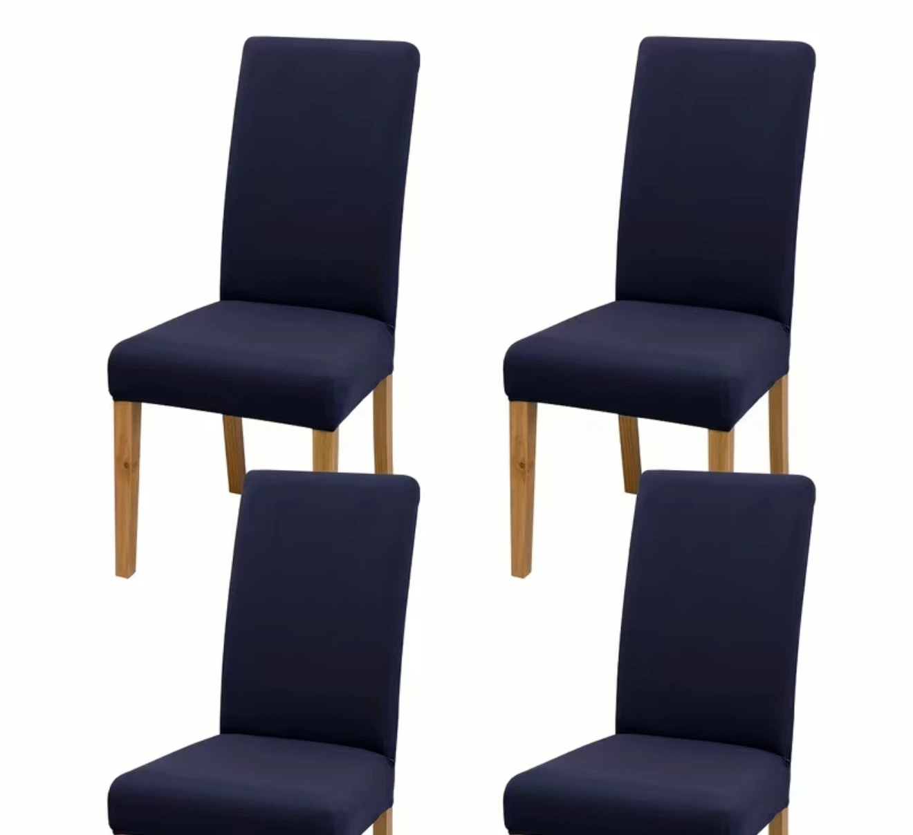 Set of 4 Navy Blue Stretchy Dining Chair Covers - photo 2