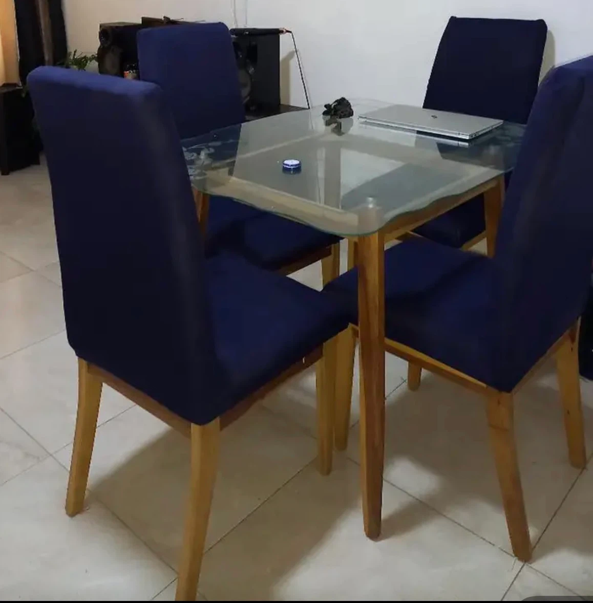 Set of 4 Navy Blue Stretchy Dining Chair Covers - photo 4