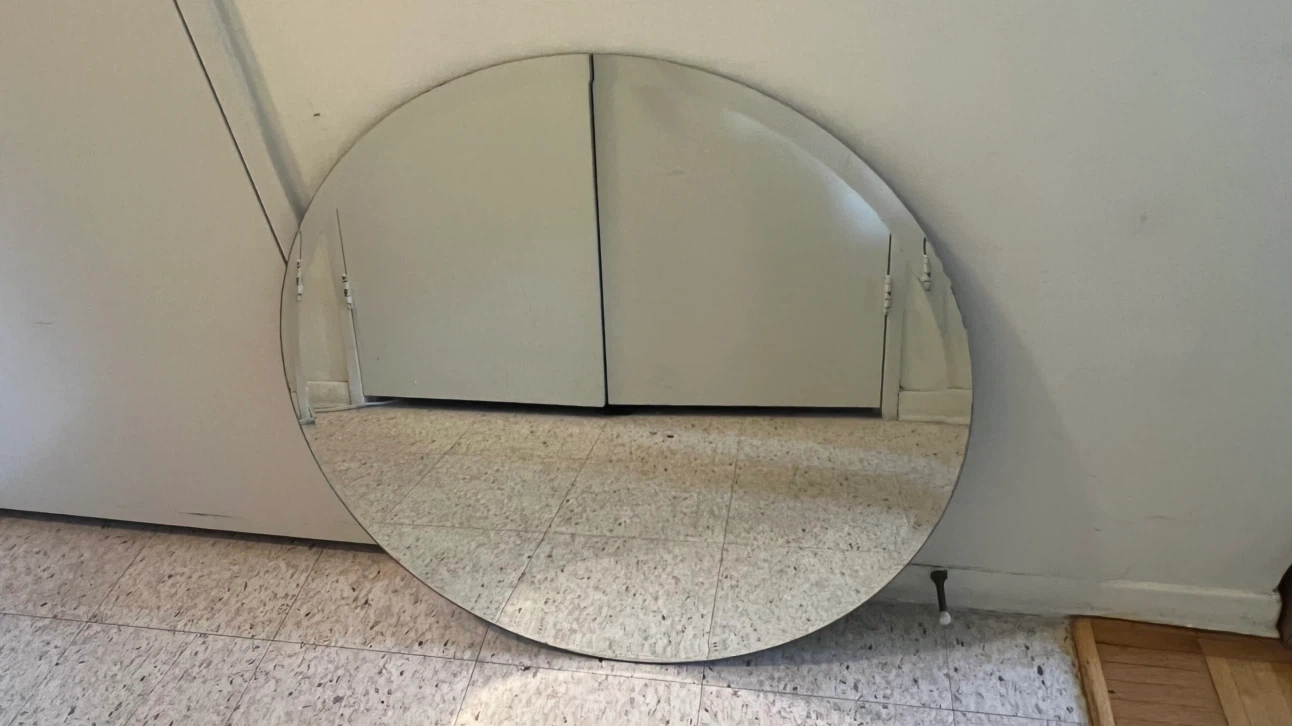 Large 30” Round Frameless Wall Mirror with Beveled Edge