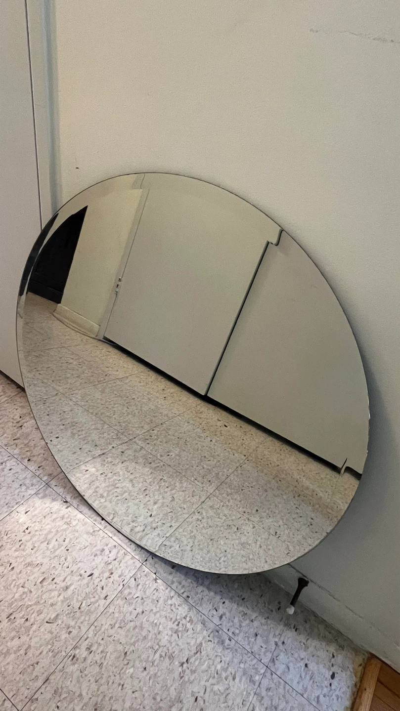 Large 30” Round Frameless Wall Mirror with Beveled Edge - photo 2