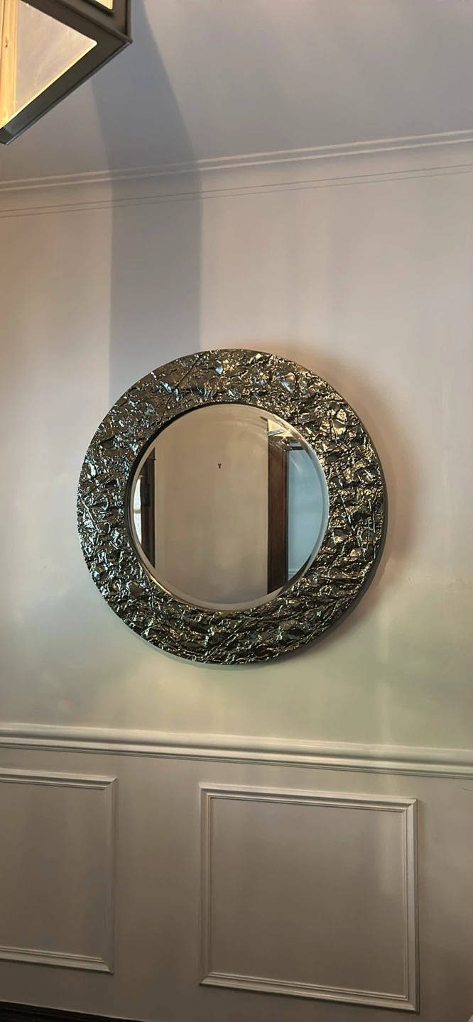 Round Textured Silver Wall Mirror - photo 3