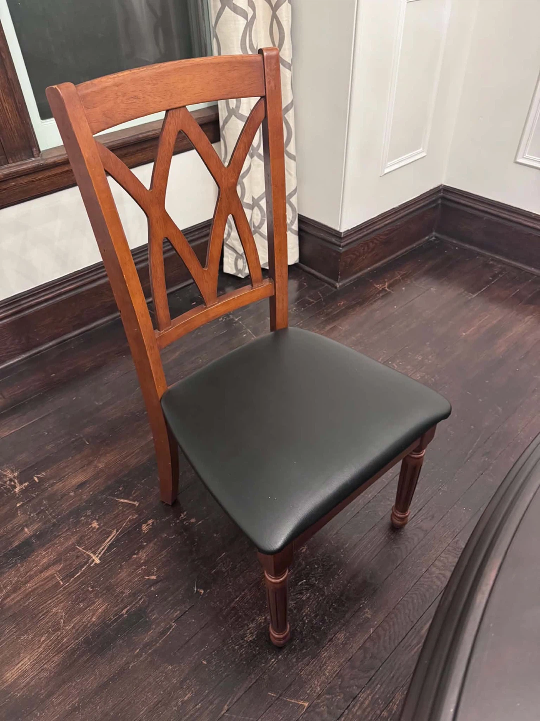 Dark Wood Dining Set with 6 Chairs