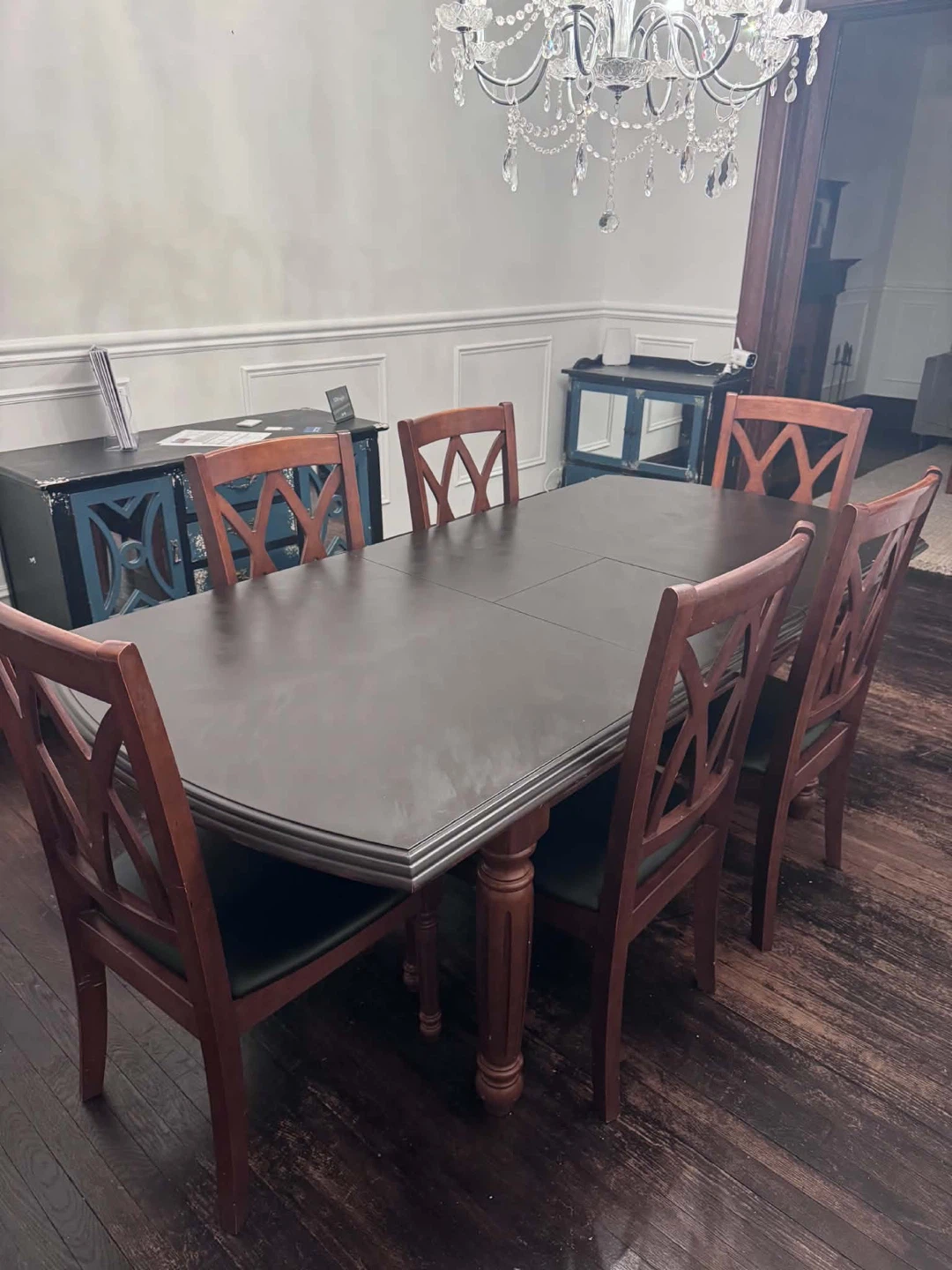 Dark Wood Dining Set with 6 Chairs - photo 2