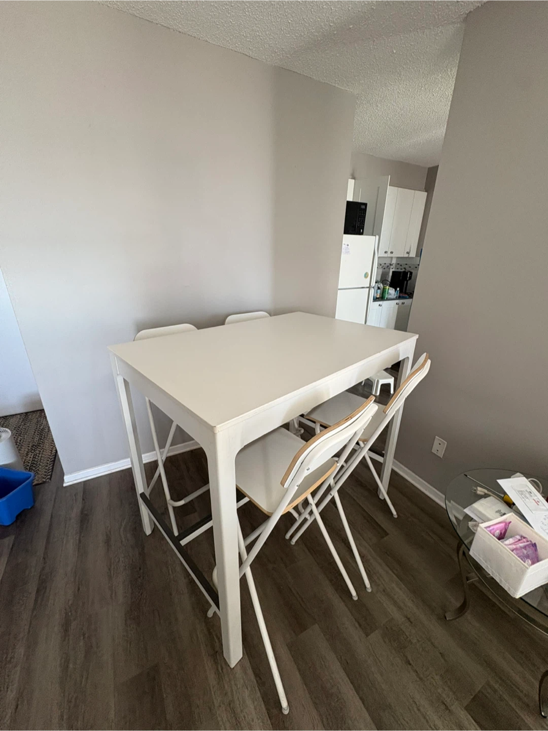 IKEA bar table and four folding chairs - photo 2