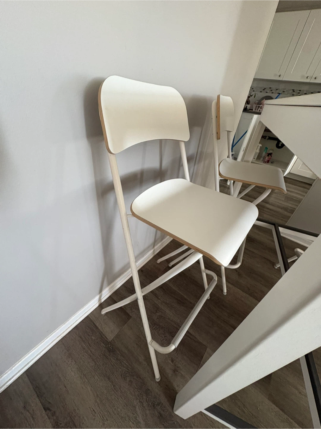 IKEA bar table and four folding chairs - photo 3
