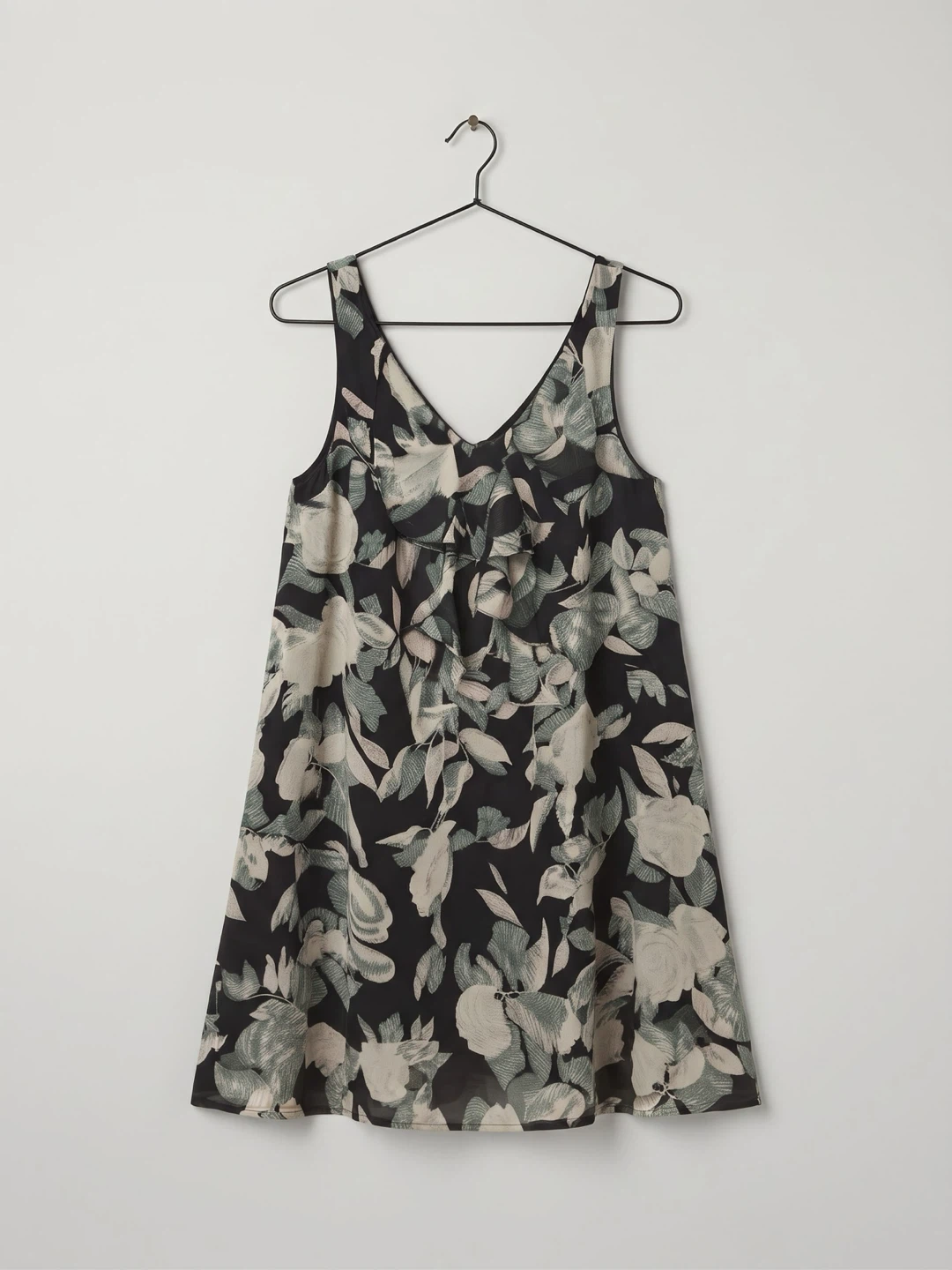 Striking Floral Sleeveless Ruffle Dress / Tunic - Size Small