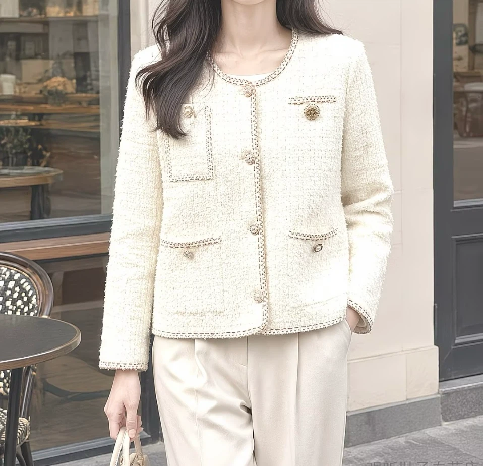 Cream Tweed Knit Cardigan - photo 2