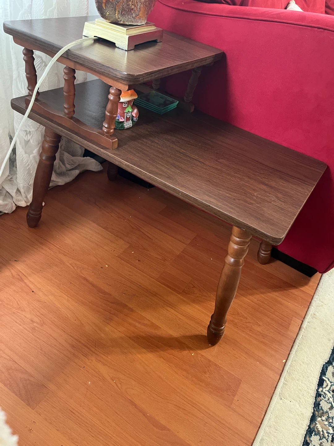 Vintage Two-Tier Wooden Step End Table