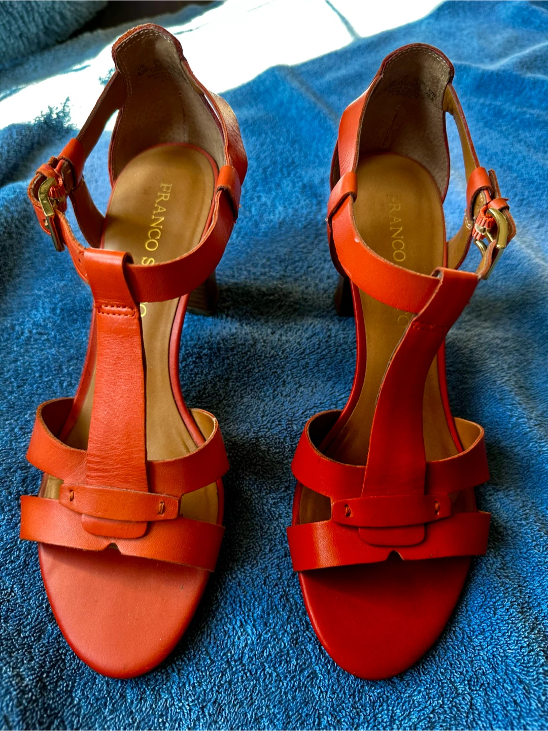 Franco Sarto Orange Leather Heels