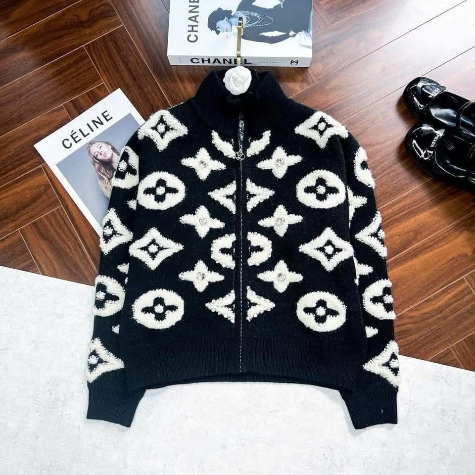 Celine Monogram Zip-Up Knit Jacket - photo 4