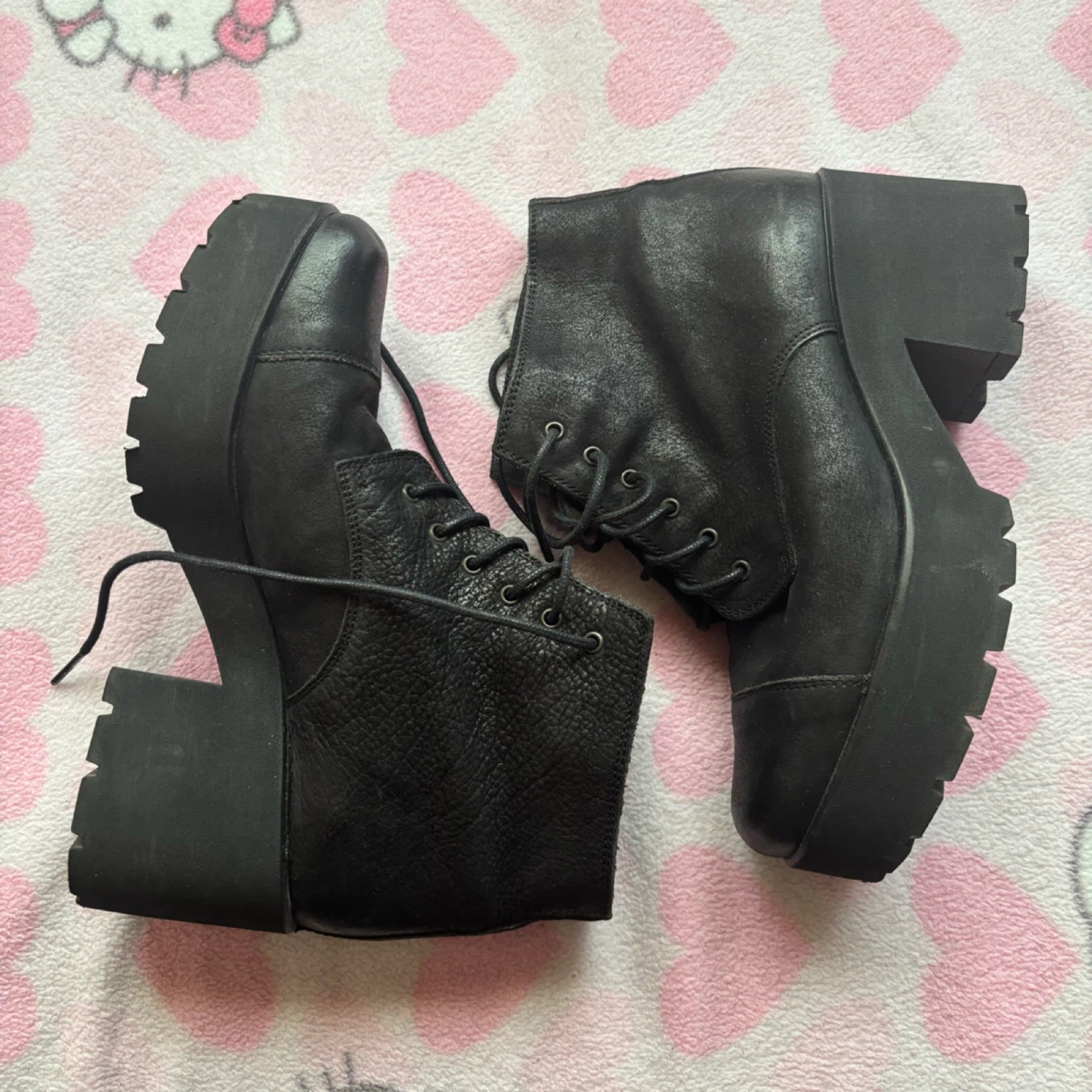 Black Lace-Up Platform Ankle Boots - *Size Women 38* - photo 3