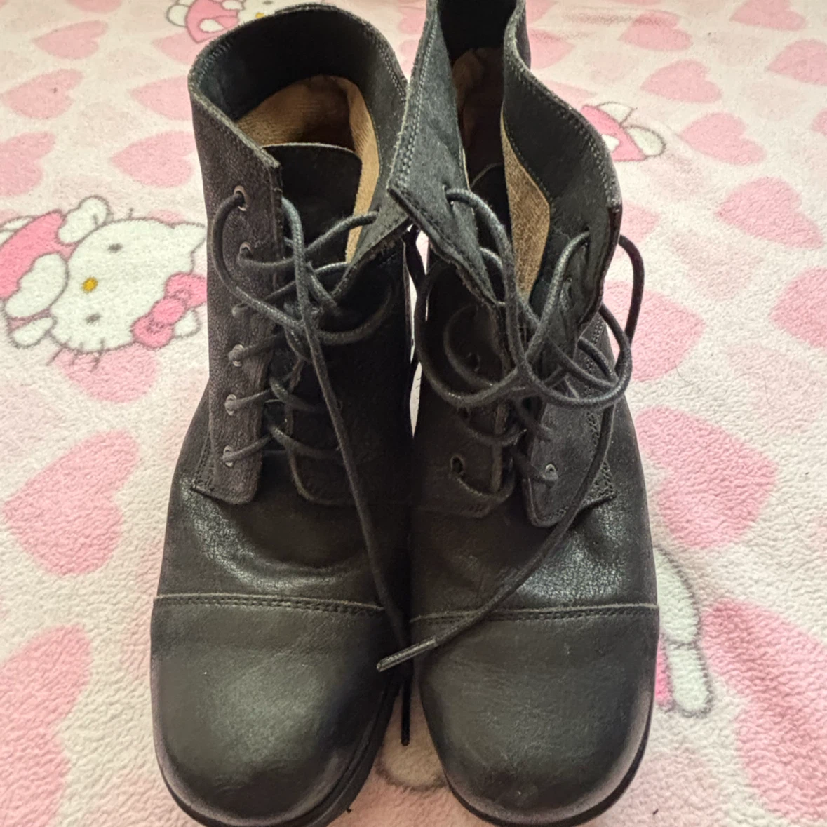 Black Lace-Up Platform Ankle Boots - *Size Women 38* - photo 5