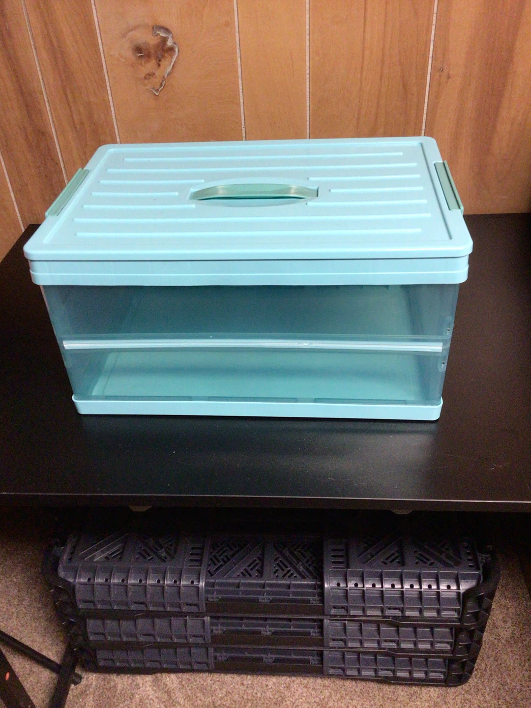 Light Blue Collapsible Storage Bin