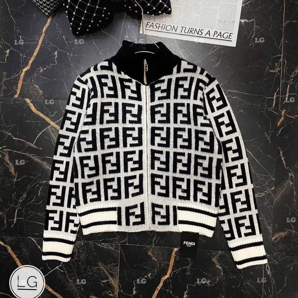 Fendi FF Logo Zip-Up Cardigan