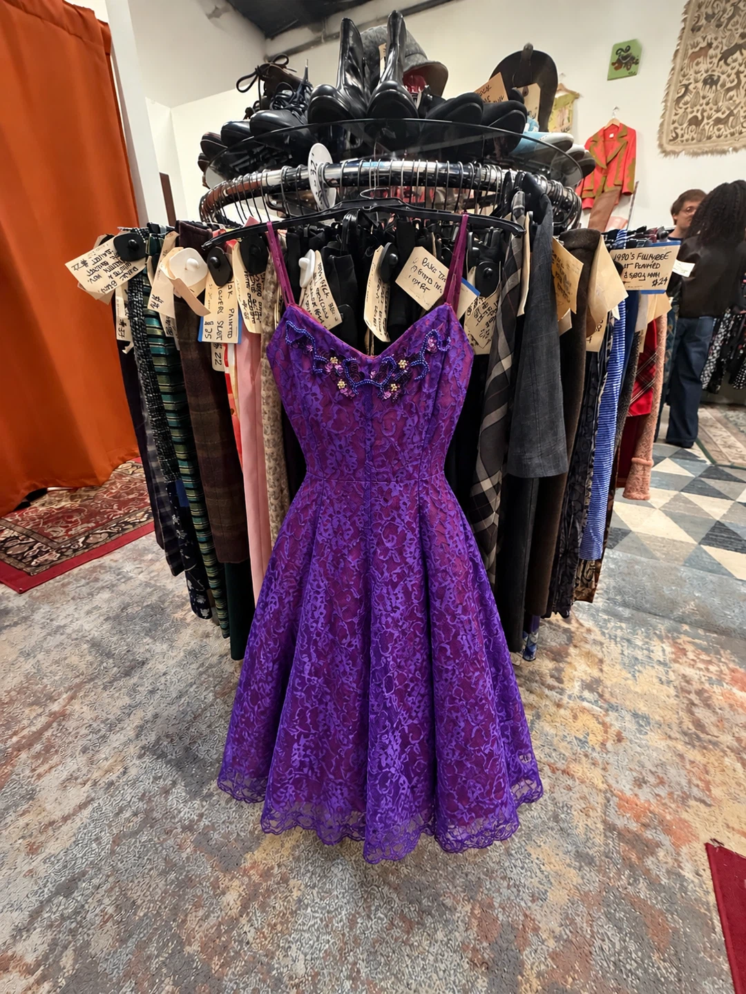 Vintage Purple Lace Sequin Dress