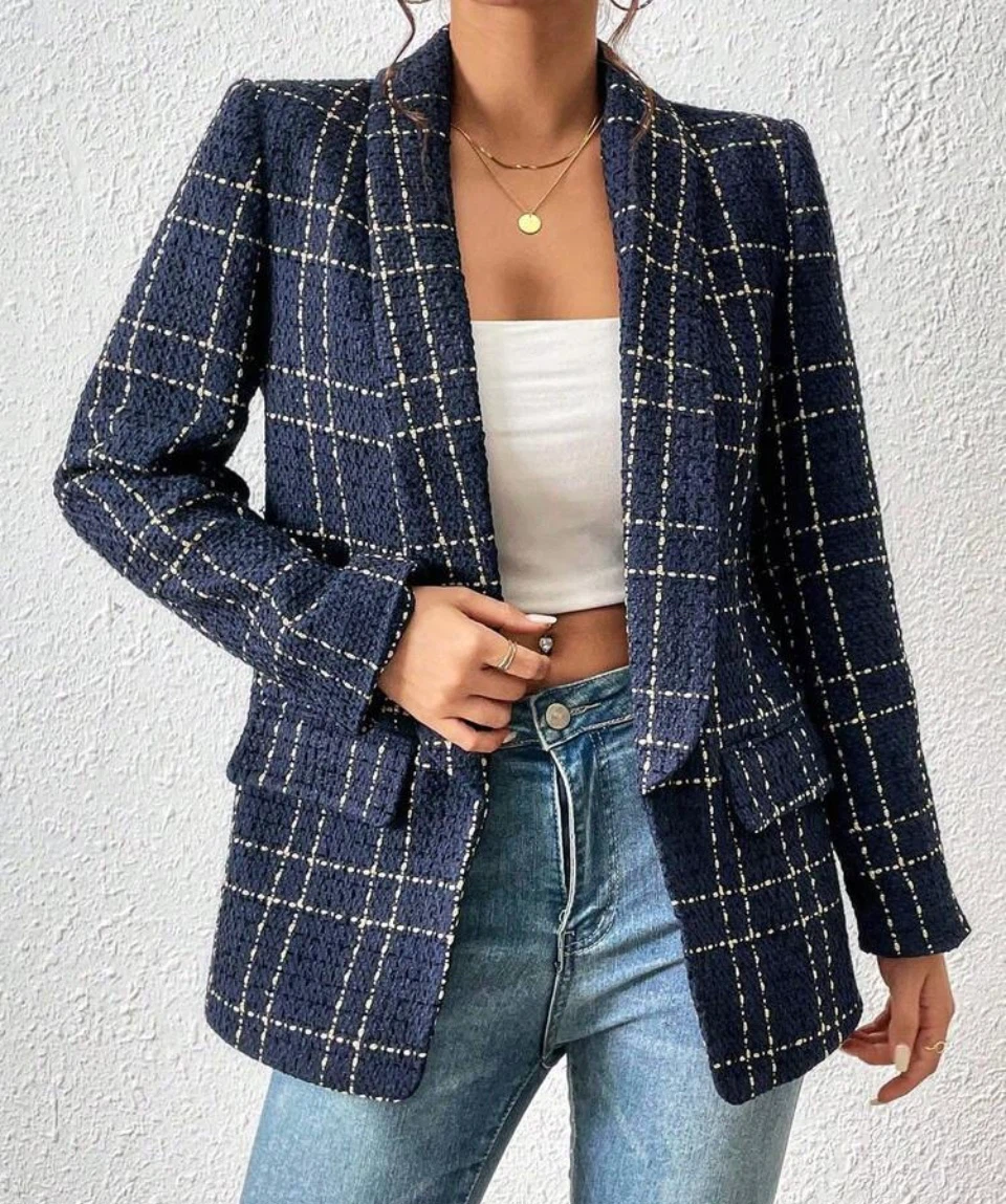 Navy Plaid Blazer