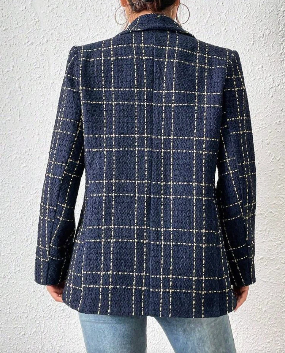 Navy Plaid Blazer - photo 2