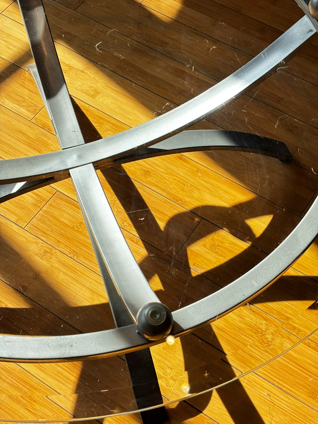Round Glass Coffee Table with Metal Base - photo 5