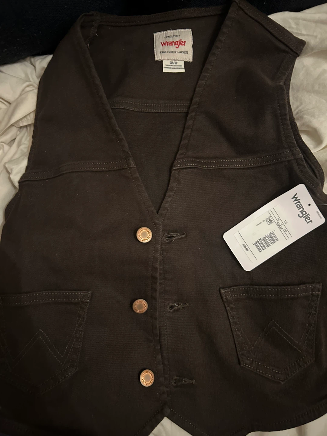 Wrangler Denim Vest Brown Size XS