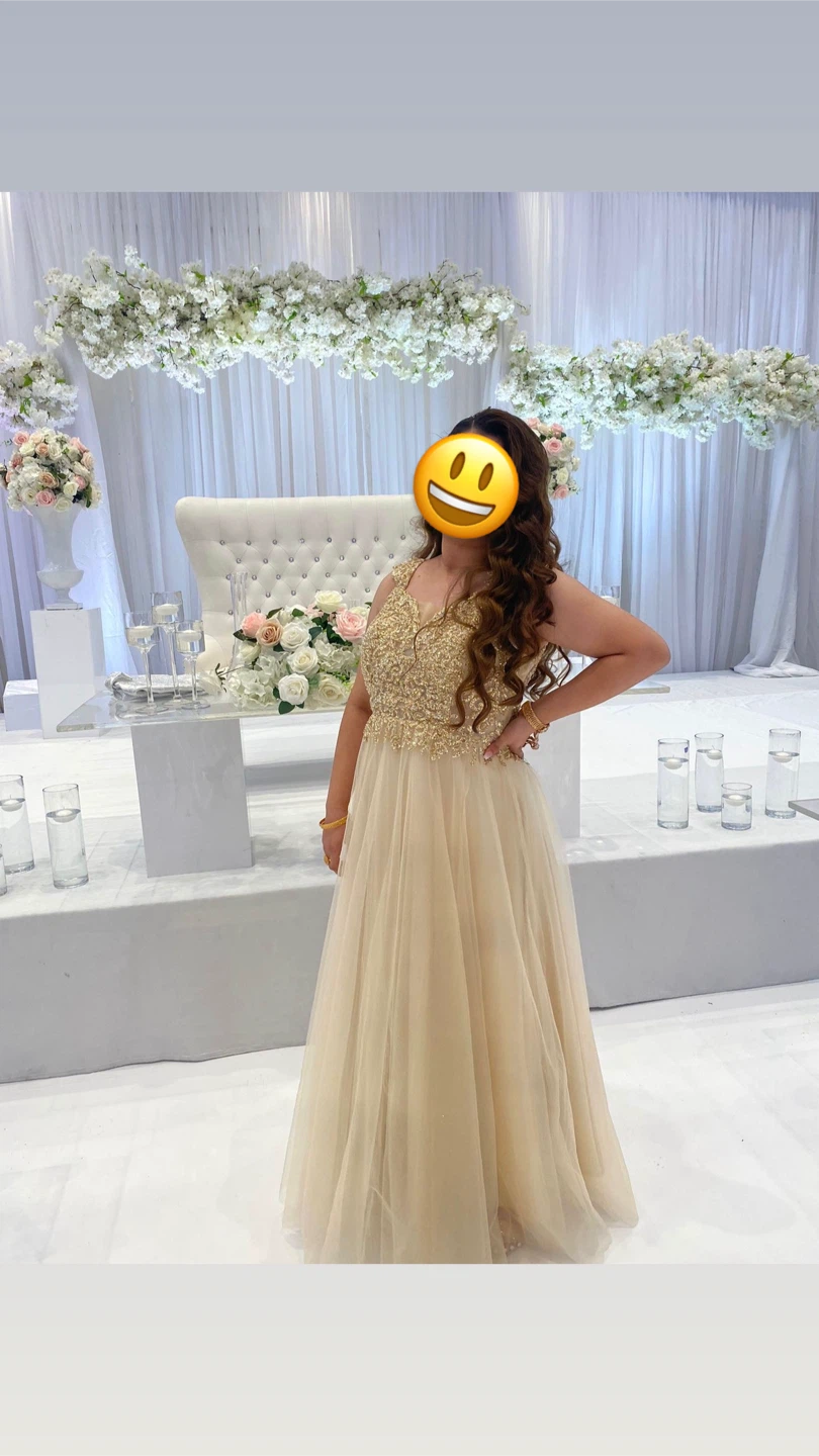 Gold Sequin and Tulle Evening Gown
