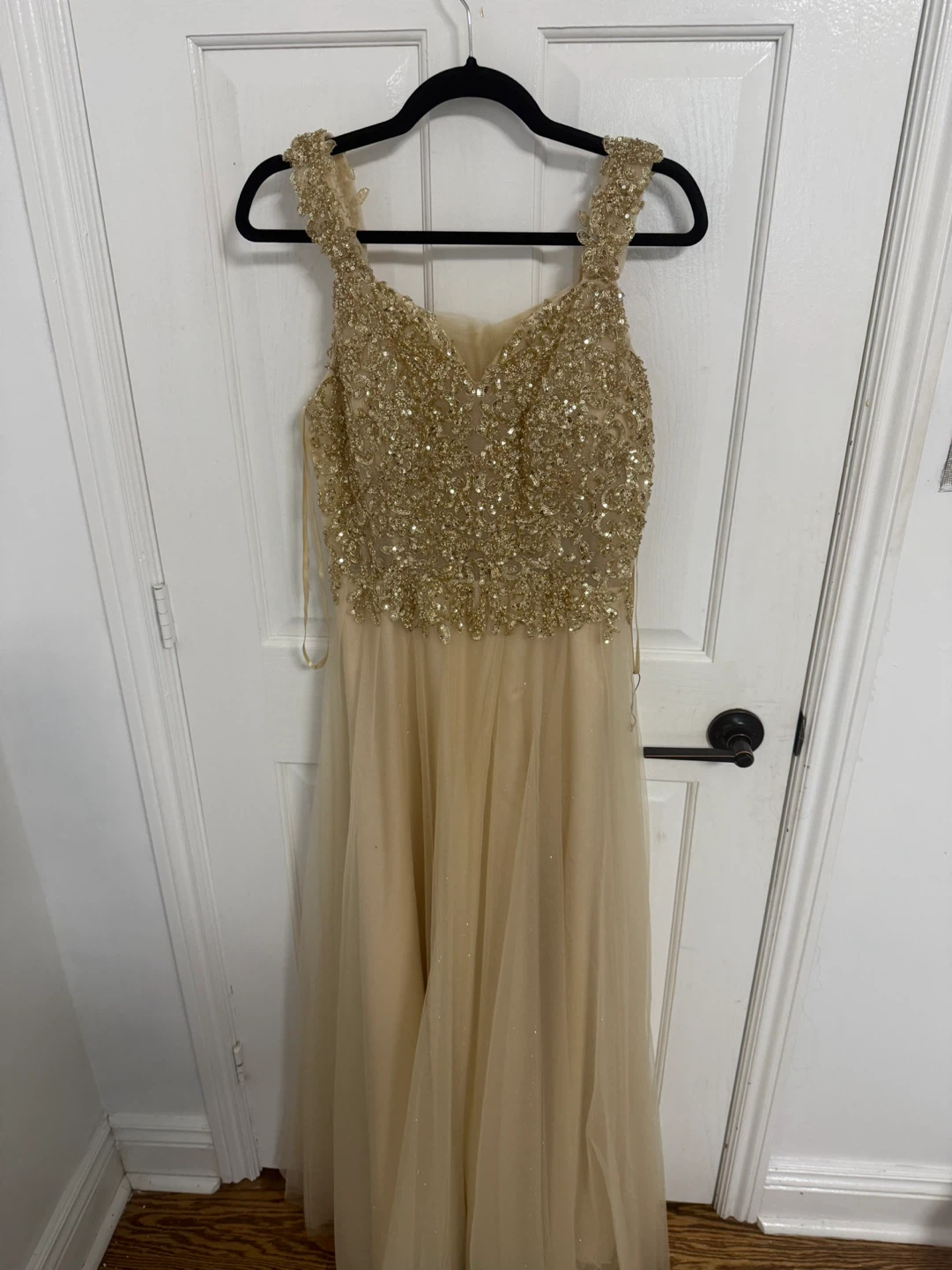 Gold Sequin and Tulle Evening Gown - photo 2