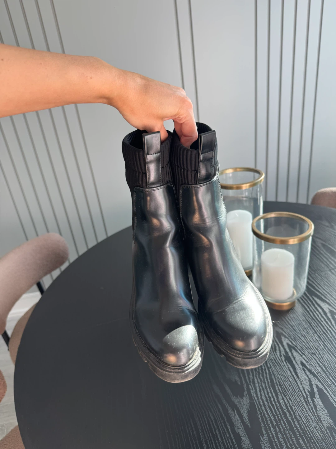 Zara Black Platform Ankle Boots