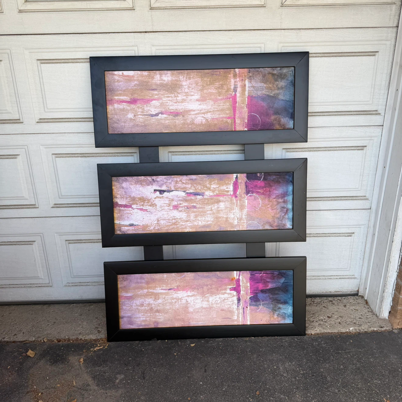 Abstract Wall Art Three-Panel painting heavy wooden frame