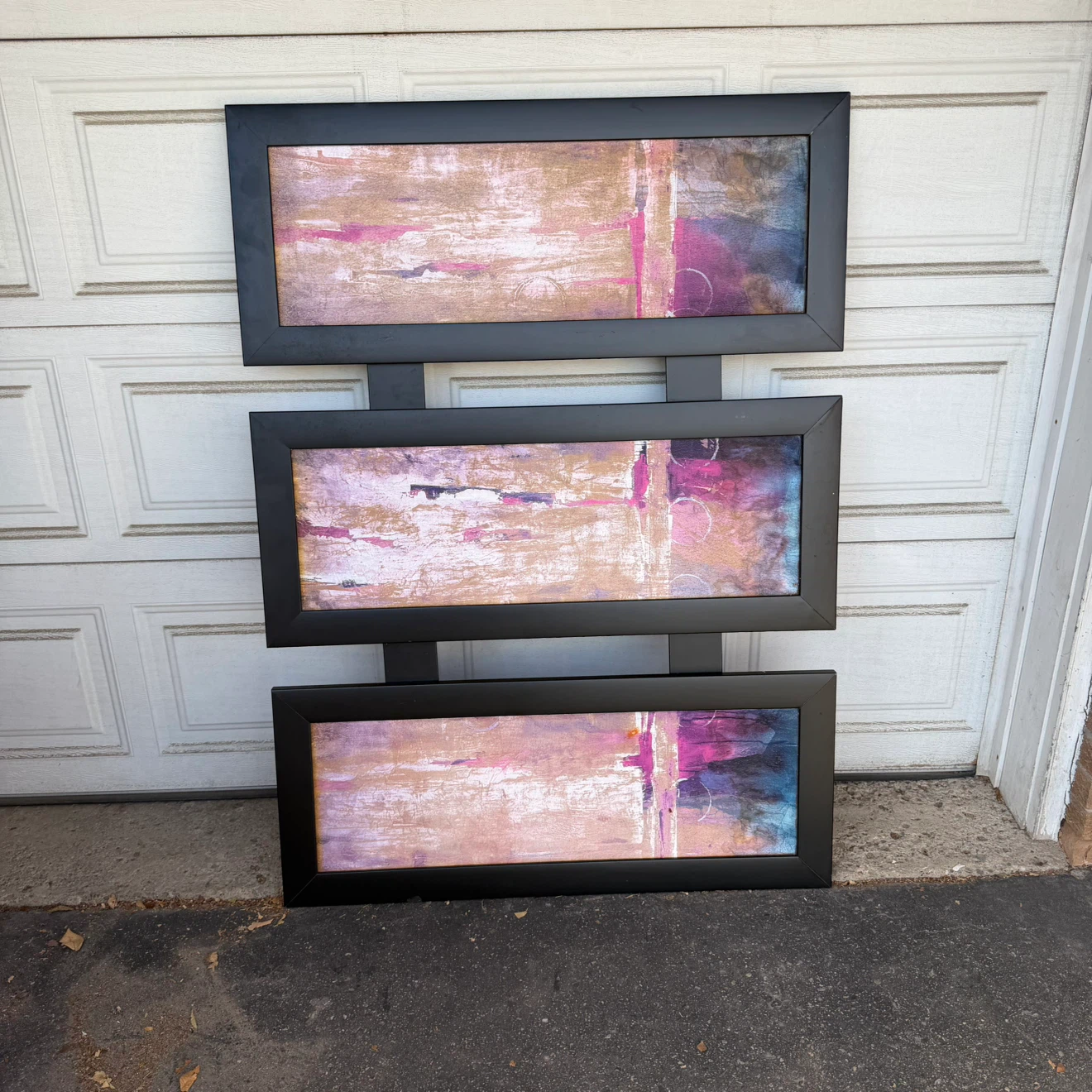 Abstract Wall Art Three-Panel painting heavy wooden frame - photo 2