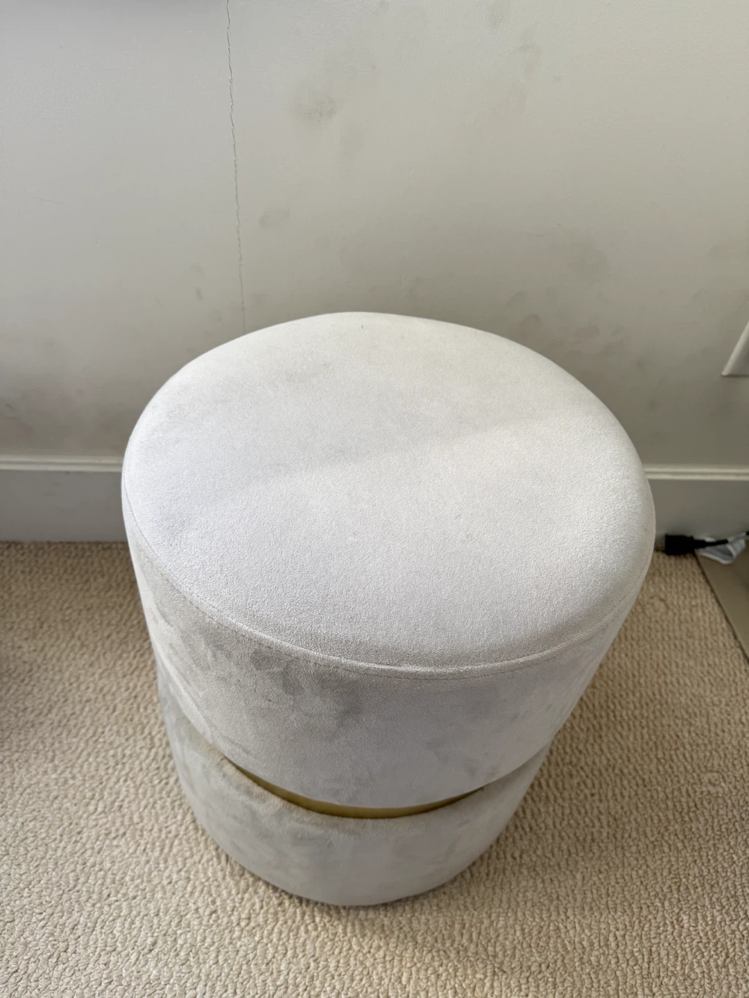 Round Velvet Ottoman with Gold Base