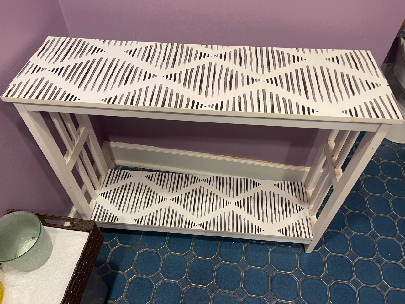 Black and White Patterned Console Table