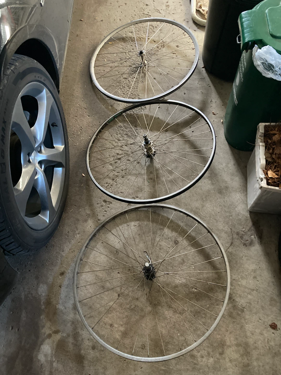 Three Ambrosio Bicycle Wheels