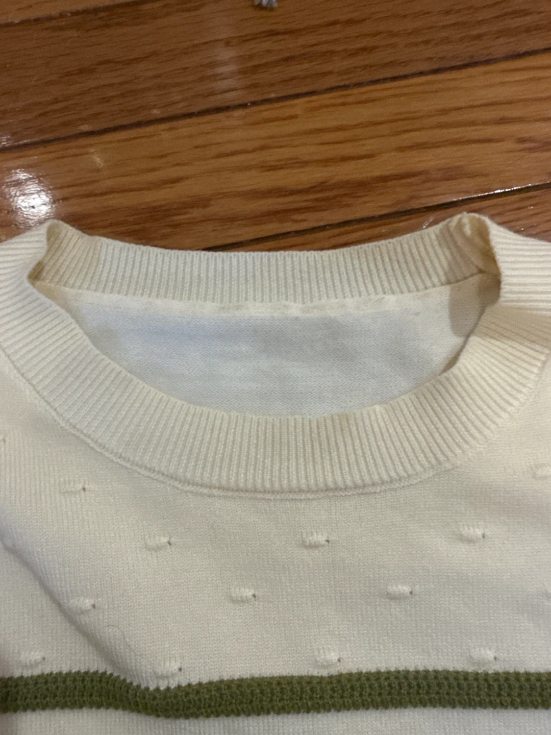 Kids Cream and green Striped Knit Sweater - photo 2