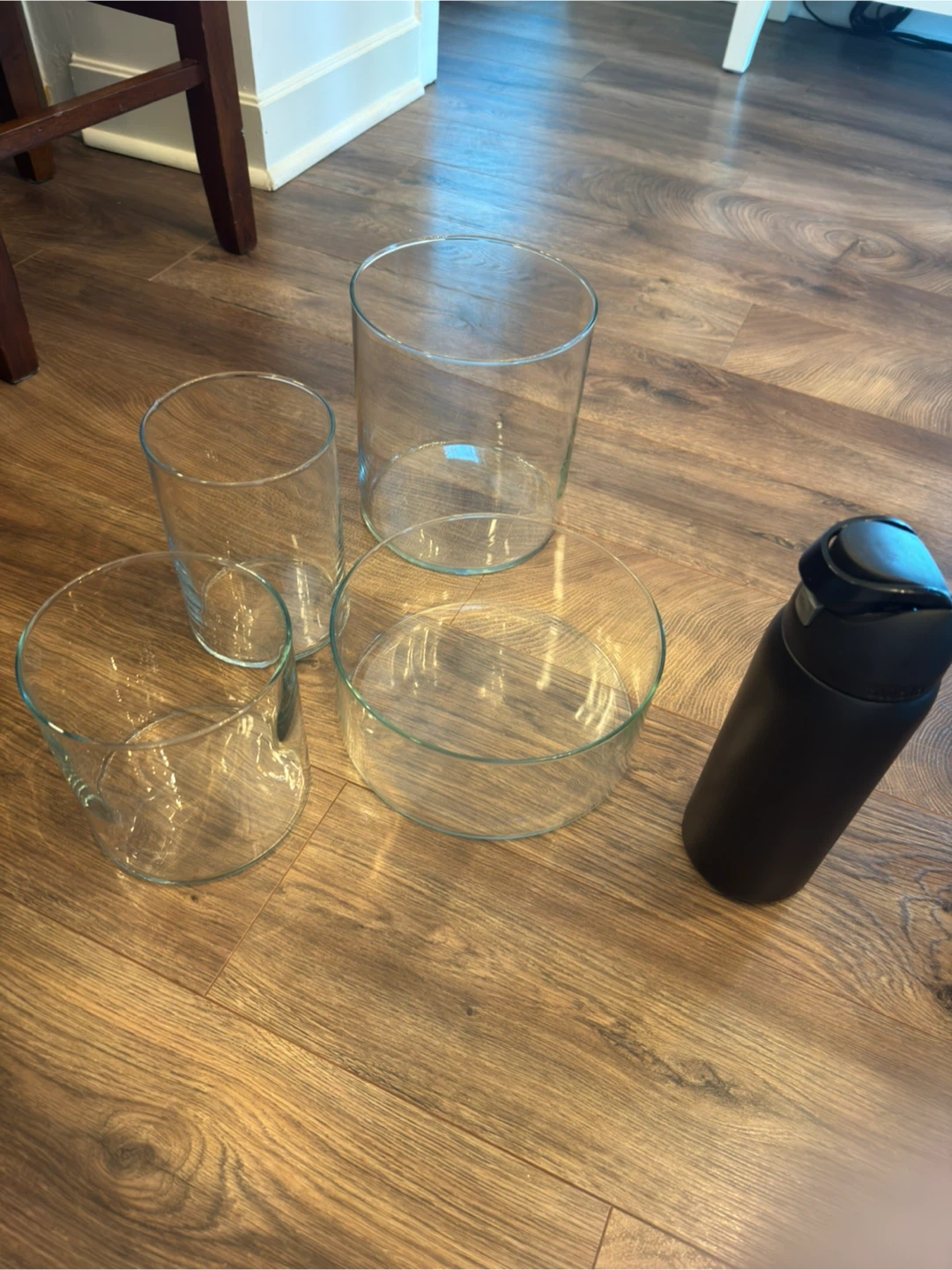 Set of 4 Clear Glass Cylindrical Vases - photo 3