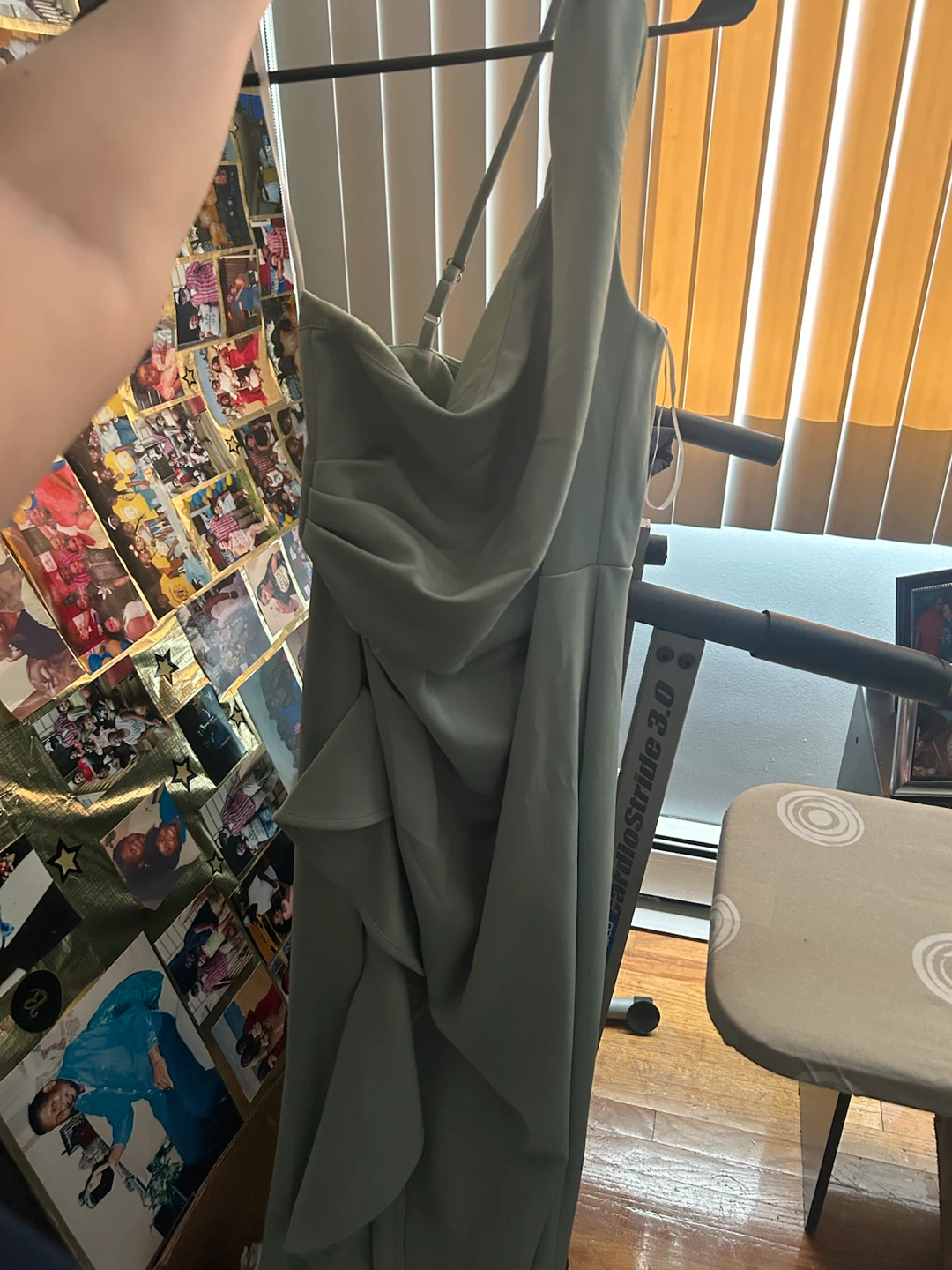 Sage Green Ruched Midi Dress