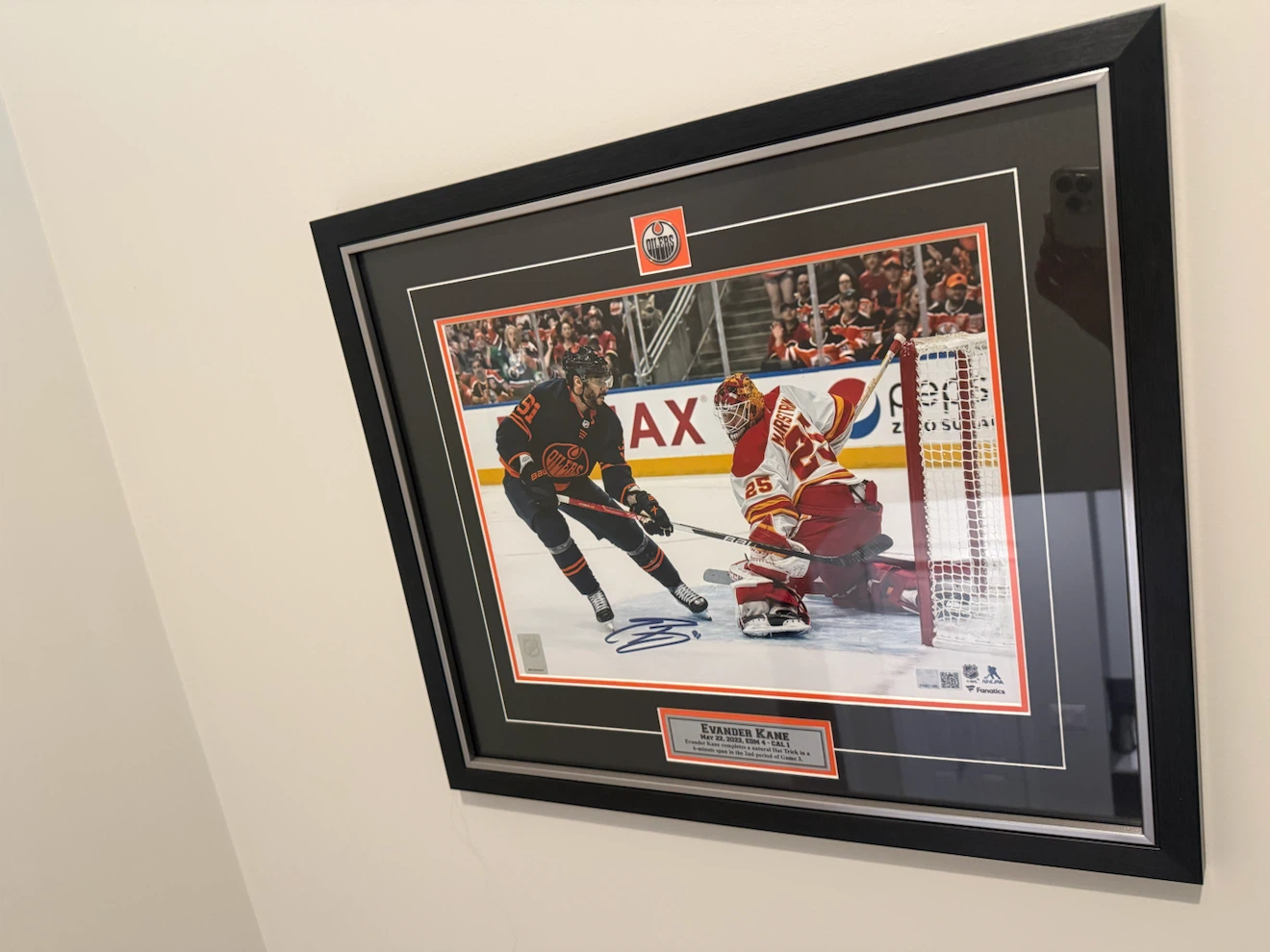 Signed Evander Kane Edmonton Oilers Framed Photo