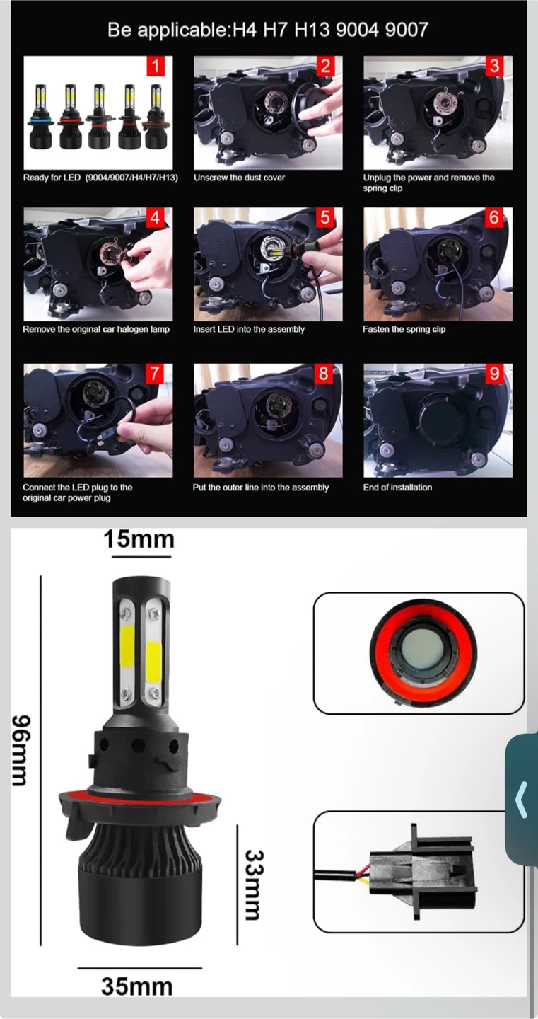 4-Side LED Headlight Bulbs