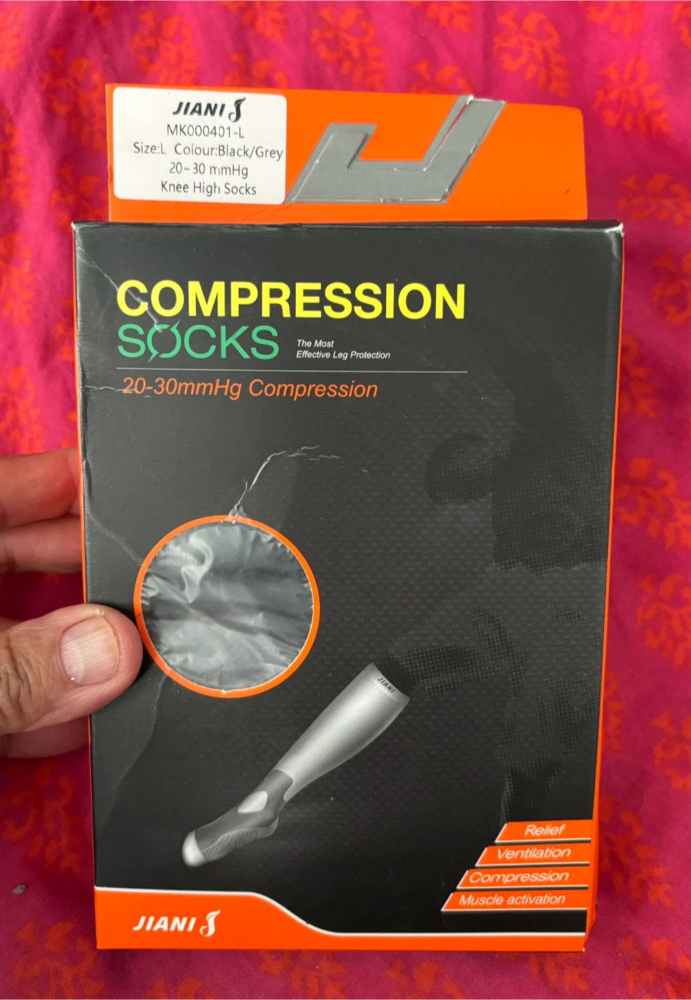 Jiani Knee High Compression Socks (Size L) Made in Taiwan
