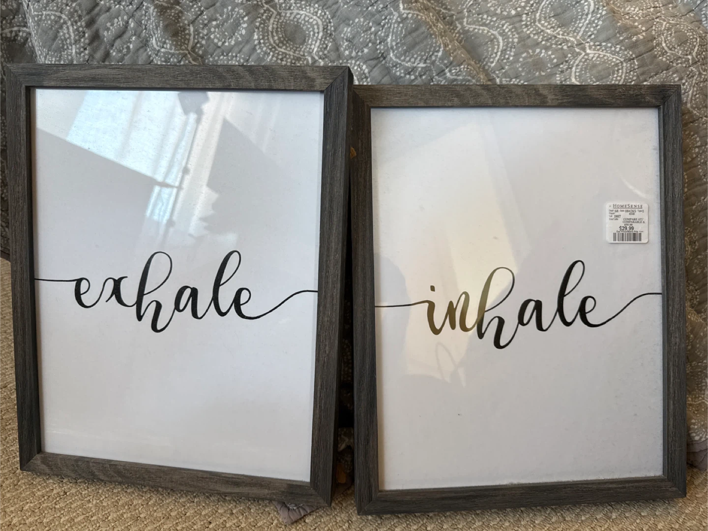 HomeSense Inhale Exhale Framed Wall Art Set
