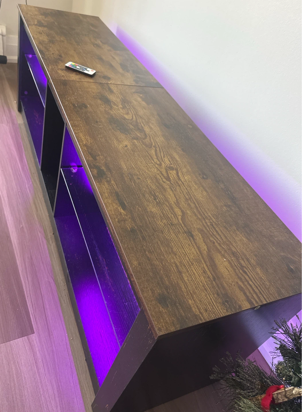 Moving SALE: Dark Stain and Grey Wood Grain TV Stand - photo 2