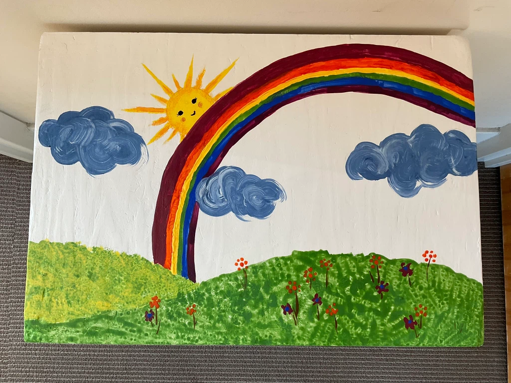 Hand-Painted Rainbow Cubby Nightstand / Kids Bedside Table - photo 3