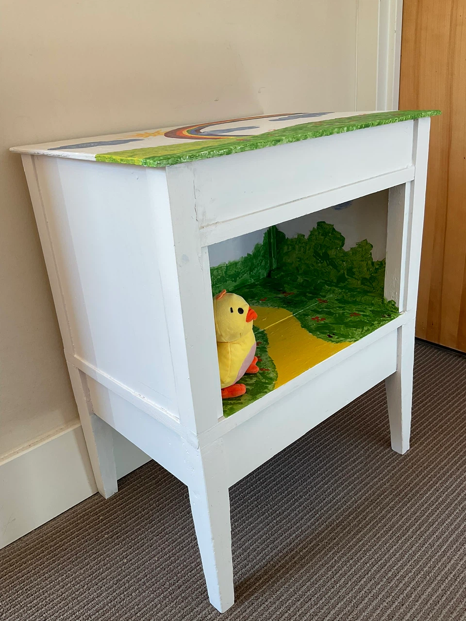 Hand-Painted Rainbow Cubby Nightstand / Kids Bedside Table - photo 5