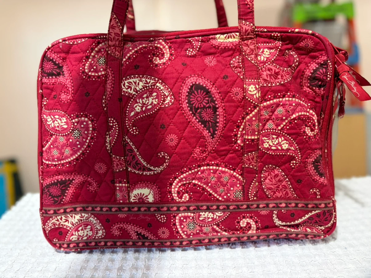 Vera Bradley Quilted Red Paisley PET Travel Bag